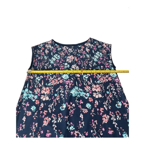 J.Jill Wearever Indigo Blue Cascade Floral Drapey Jersey Popover Dress Botanical - Picture 7 of 16